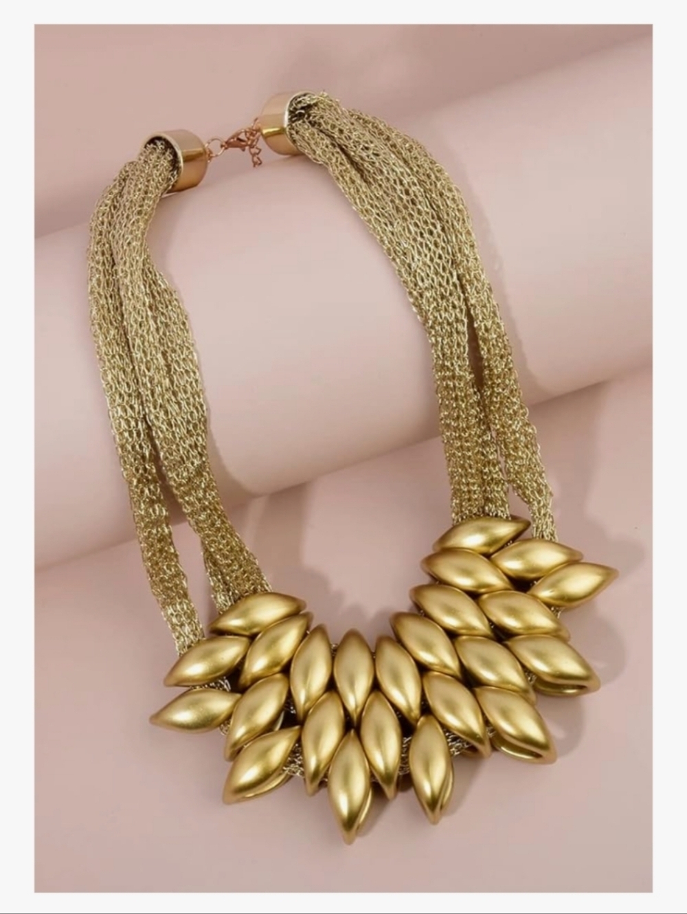 Gold Layered Statement Necklace and Earring Set - Women - Picture 7 of 7